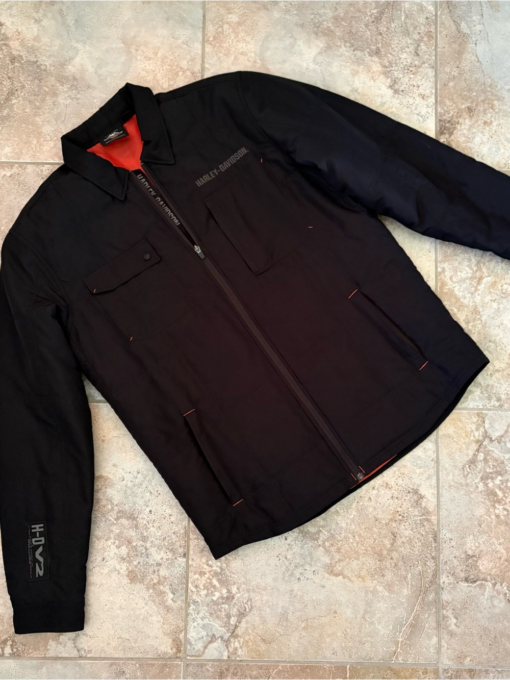 Harley Davidson Men’s XL Tall Quilted Shirt Jacket Black Logo Zip Lightweight - Picture 1 of 12